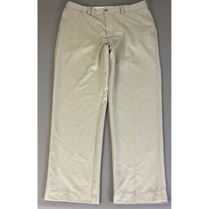 Oak Hill Beige Dress Pants Men Size 40x32 Beige Straight Leg Polyester Business